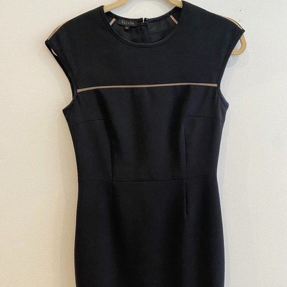 Escada Black Tank Dress with Mesh Detail - Picture 1 of 4